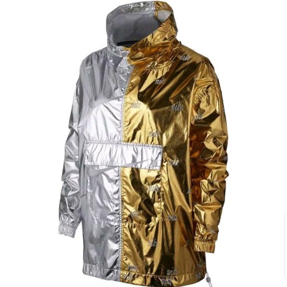 Nike Women's Silver Gold Metallic Pull Over Jacket - Picture 3 of 4